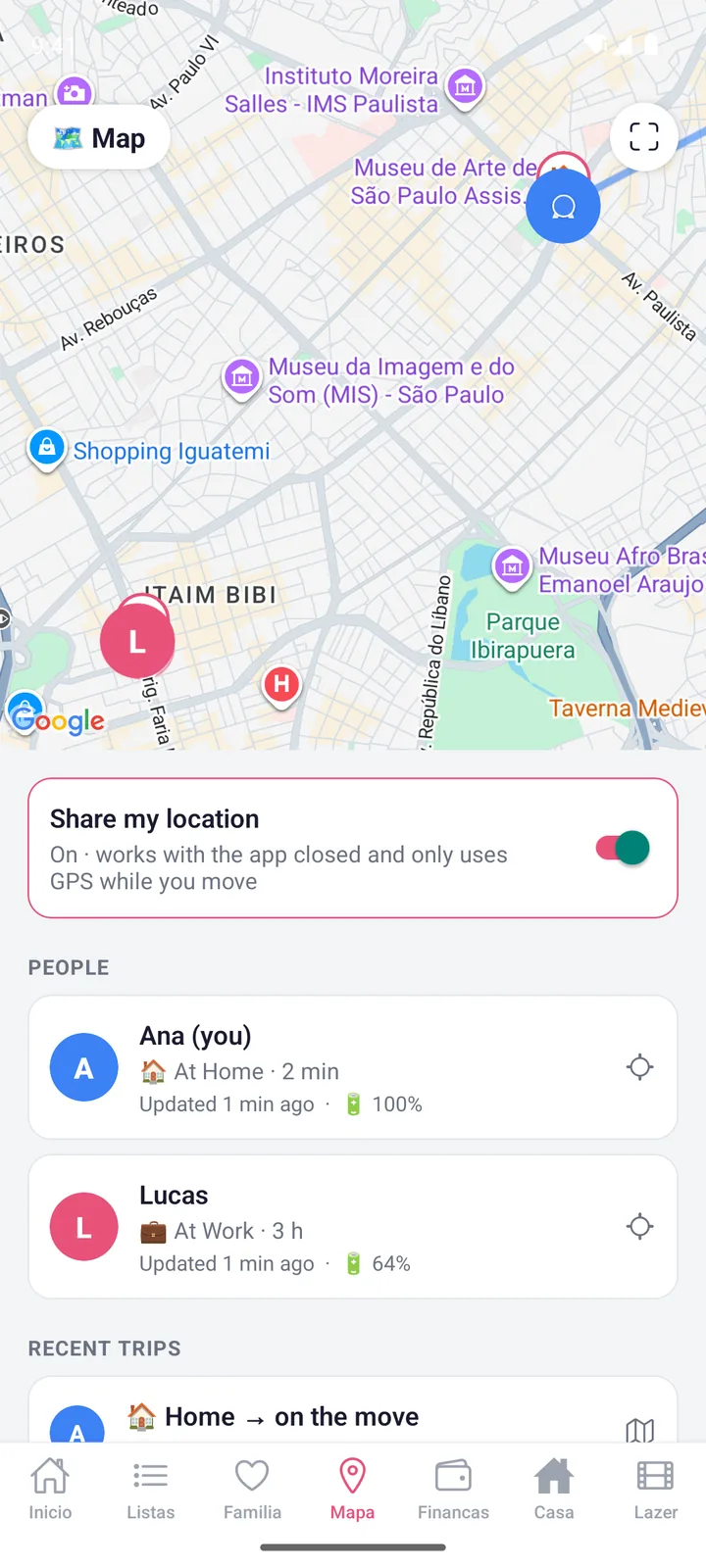 WeHome screen: Couple map
